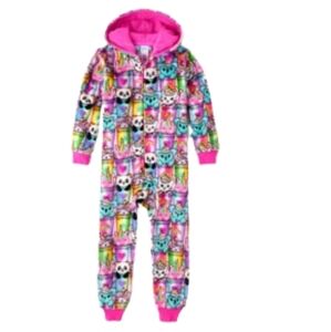 PJ Place Animal Milkshake Fleece One Piece Pajamas Sz Lg In Sparklepink
